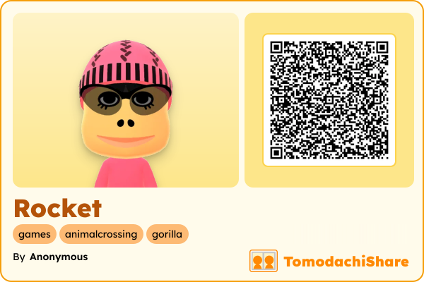 Rocket, a female Mii  with tags: games, animalcrossing, gorilla
