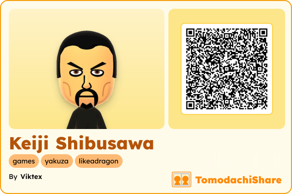 Keiji Shibusawa, a male Mii  with tags: games, yakuza, likeadragon