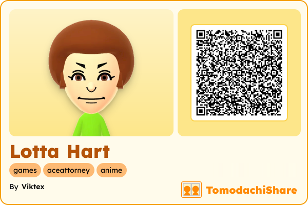 Lotta Hart, a female Mii  with tags: games, aceattorney, anime