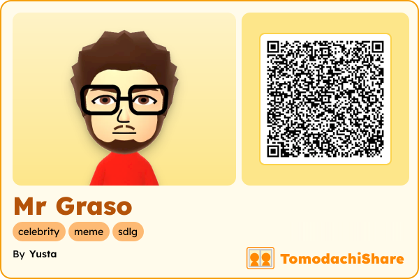 Mr Graso, a male Mii  with tags: celebrity, meme, sdlg