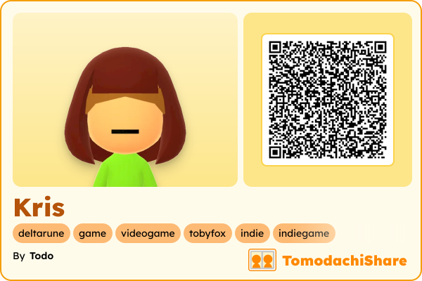 Kris, a female Mii  with tags: deltarune, game, videogame, tobyfox, indie, indiegame