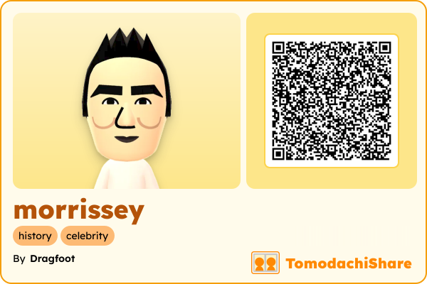 morrissey, a female Mii  with tags: history, celebrity