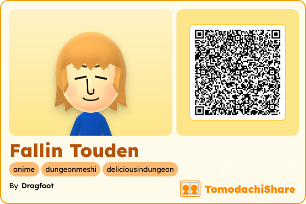Fallin Touden, a female Mii  with tags: anime, dungeonmeshi, deliciousindungeon