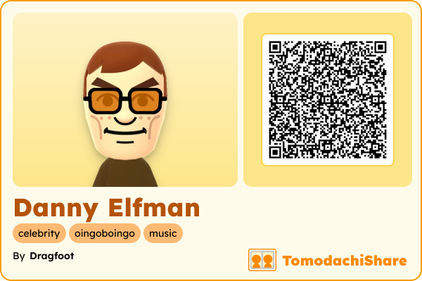 Danny Elfman, a male Mii  with tags: celebrity, oingoboingo, music