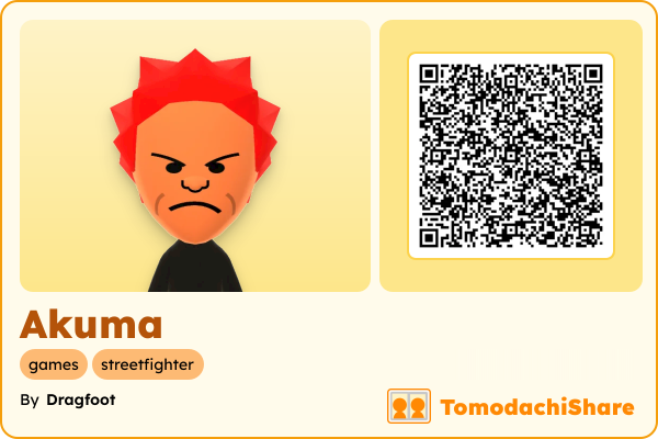 Akuma, a male Mii  with tags: games, streetfighter