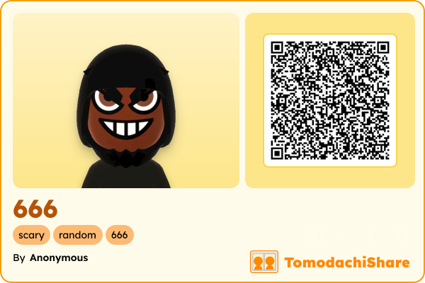 666, a male Mii  with tags: scary, random, 666