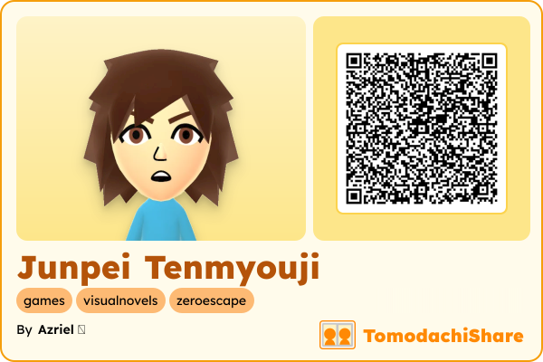 Junpei Tenmyouji, a male Mii  with tags: games, visualnovels, zeroescape