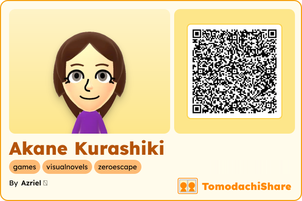 Akane Kurashiki, a female Mii  with tags: games, visualnovels, zeroescape