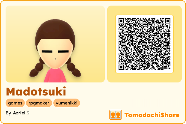 Madotsuki, a female Mii  with tags: games, rpgmaker, yumenikki