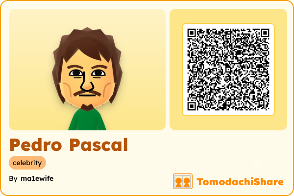 Pedro Pascal, a male Mii  with tags: celebrity