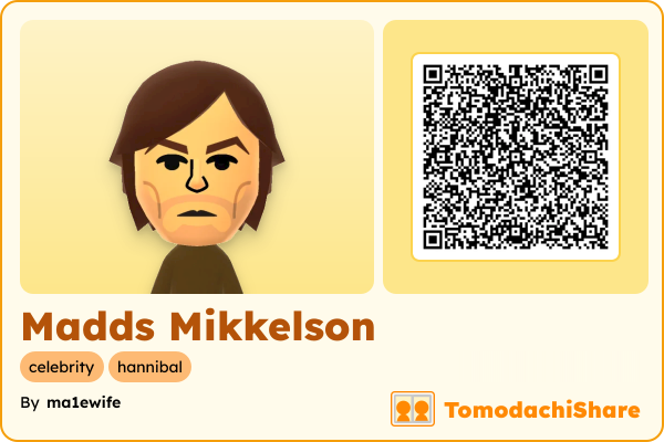 Madds Mikkelson, a female Mii  with tags: celebrity, hannibal