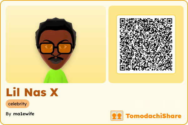 Lil Nas X, a female Mii  with tags: celebrity