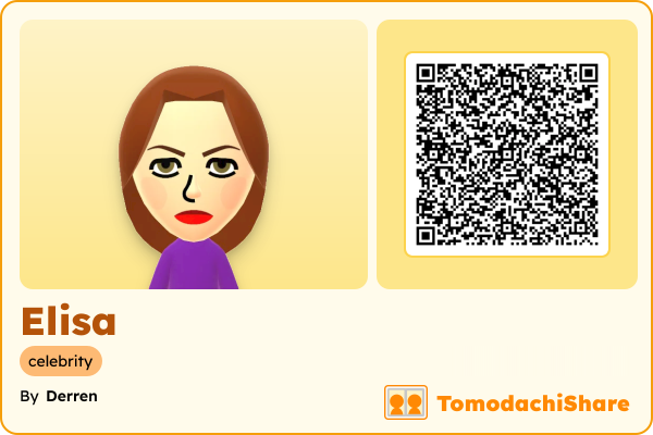 Elisa, a female Mii  with tags: celebrity
