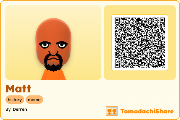 Matt, a male Mii  with tags: history, meme