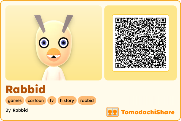 Rabbid, a male Mii  with tags: games, cartoon, tv, history, rabbid