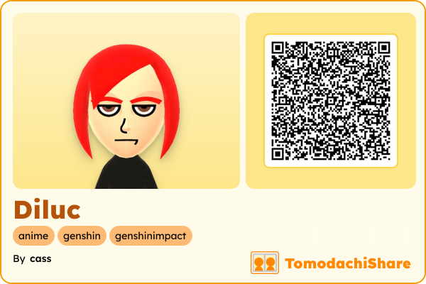 Diluc, a male Mii  with tags: anime, genshin, genshinimpact