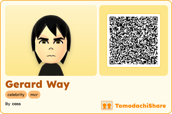 Gerard Way, a male Mii  with tags: celebrity, mcr