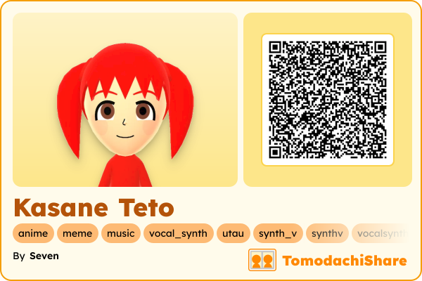 Kasane Teto, a female Mii  with tags: anime, meme, music, vocal_synth, utau, synth_v, synthv, vocalsynth