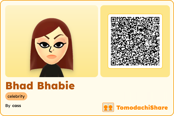 Bhad Bhabie, a female Mii  with tags: celebrity