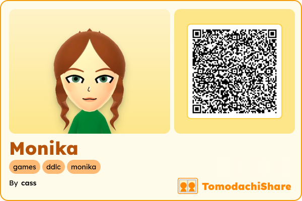 Monika, a female Mii  with tags: games, ddlc, monika