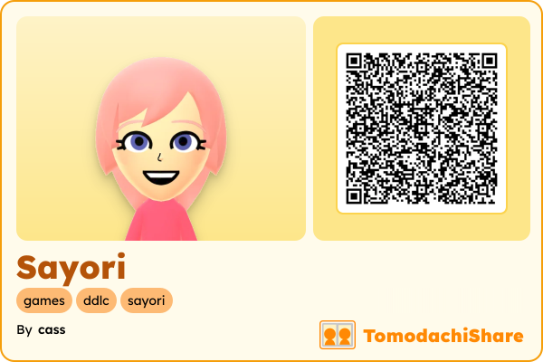 Sayori, a female Mii  with tags: games, ddlc, sayori