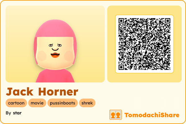 Jack Horner, a male Mii  with tags: cartoon, movie, pussinboots, shrek