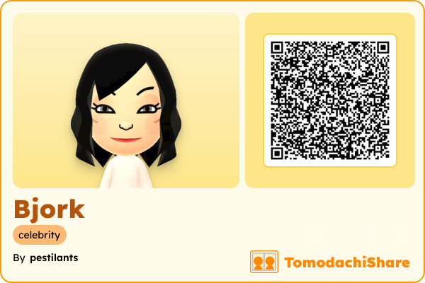Bjork, a female Mii  with tags: celebrity