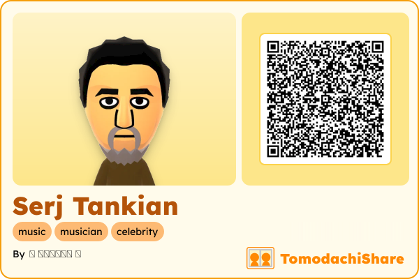 Serj Tankian, a male Mii  with tags: music, musician, celebrity