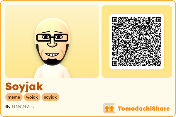 Soyjak, a male Mii  with tags: meme, wojak, soyjak