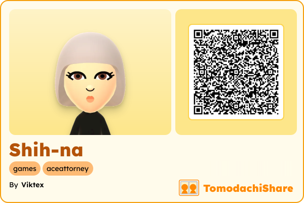Shih-na, a female Mii  with tags: games, aceattorney