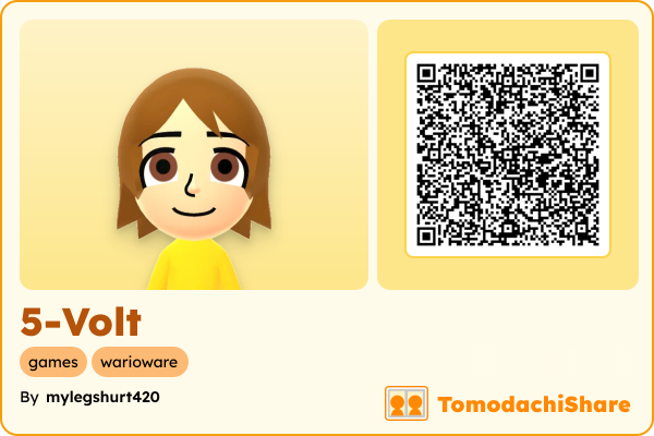 5-Volt, a female Mii  with tags: games, warioware