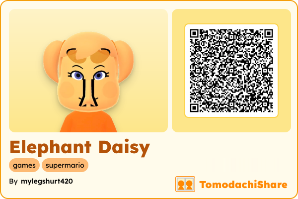 Elephant Daisy, a female Mii  with tags: games, supermario