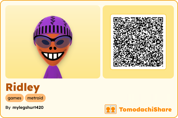 Ridley, a male Mii  with tags: games, metroid