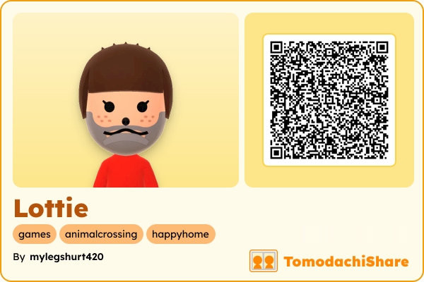 Lottie, a female Mii  with tags: games, animalcrossing, happyhome