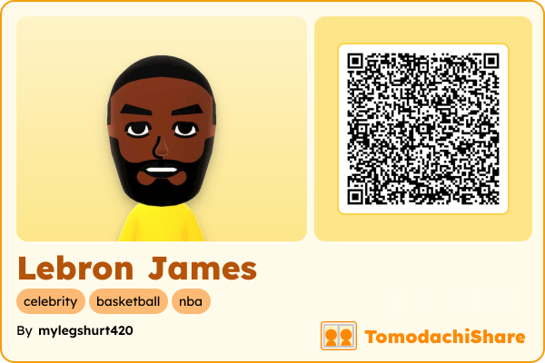 Lebron James, a male Mii  with tags: celebrity, basketball, nba