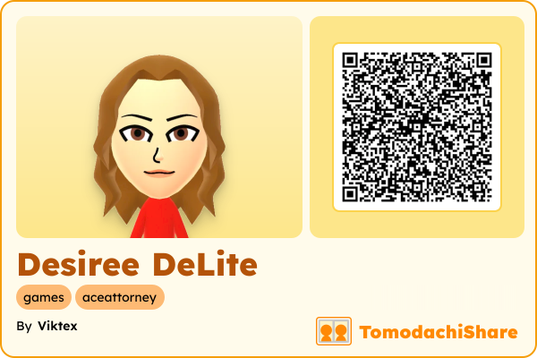 Desiree DeLite, a female Mii  with tags: games, aceattorney