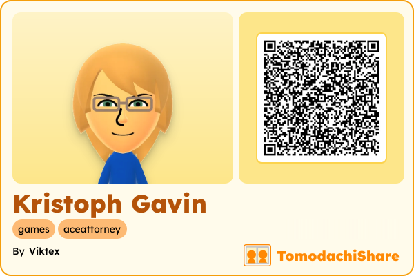Kristoph Gavin, a male Mii  with tags: games, aceattorney