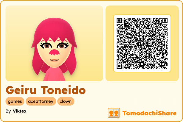 Geiru Toneido, a female Mii  with tags: games, aceattorney, clown