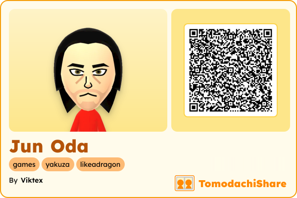 Jun Oda, a male Mii  with tags: games, yakuza, likeadragon