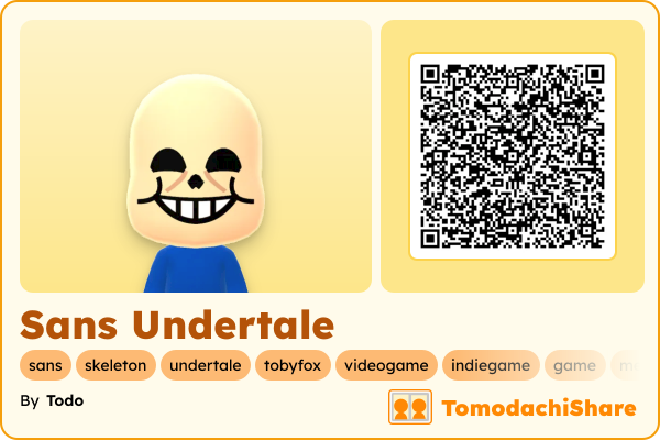 Sans Undertale, a male Mii  with tags: sans, skeleton, undertale, tobyfox, videogame, indiegame, game, meme