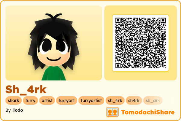 Sh_4rk, a male Mii  with tags: shark, furry, artist, furryart, furryartist, sh_4rk, sh4rk, sh_ark