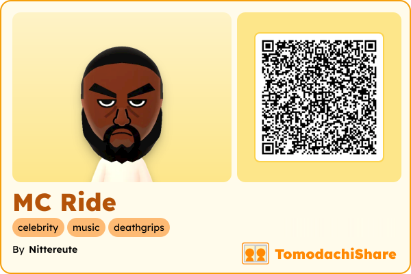 MC Ride, a male Mii  with tags: celebrity, music, deathgrips