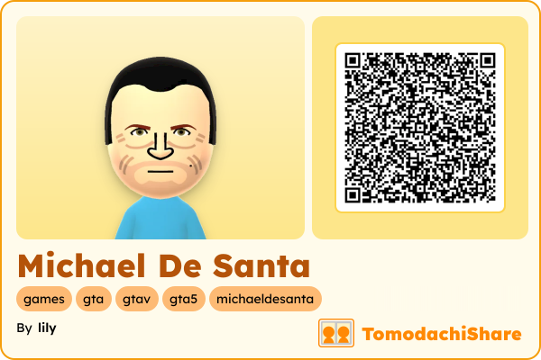 Michael De Santa, a male Mii  with tags: games, gta, gtav, gta5, michaeldesanta