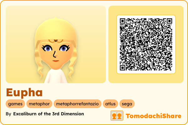 Eupha, a female Mii  with tags: games, metaphor, metaphorrefantazio, atlus, sega
