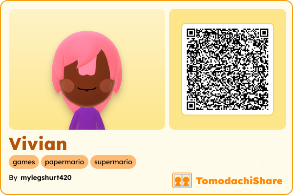 Vivian, a female Mii  with tags: games, papermario, supermario