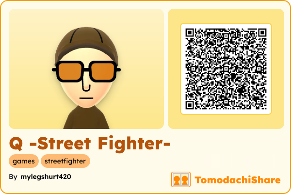 Q -Street Fighter-, a male Mii  with tags: games, streetfighter
