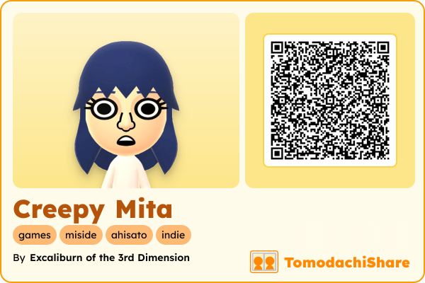 Creepy Mita, a female Mii  with tags: games, miside, ahisato, indie