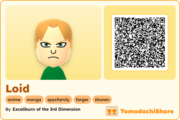 Loid, a male Mii  with tags: anime, manga, spyxfamily, forger, shonen