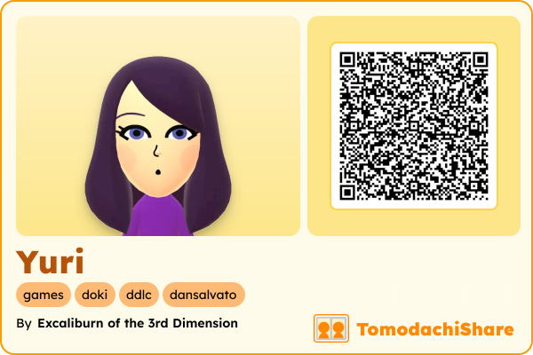 Yuri, a female Mii  with tags: games, doki, ddlc, dansalvato