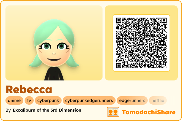 Rebecca, a female Mii  with tags: anime, tv, cyberpunk, cyberpunkedgerunners, edgerunners, netflix